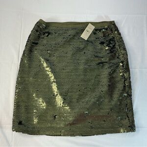 LOFT Green Sequin Mini Skirt